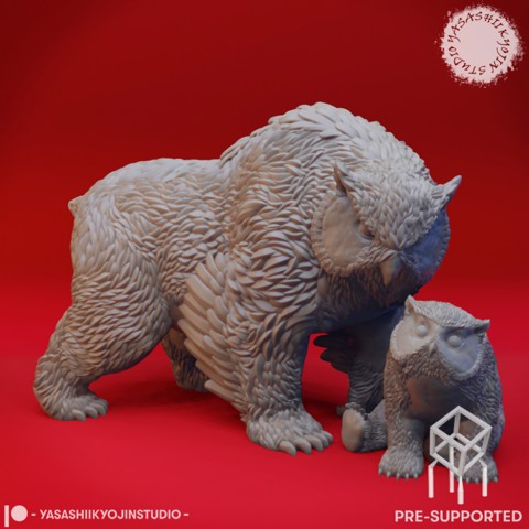 Image of Owlbear + Cub - Tabletop Miniature (Pre-Supported)