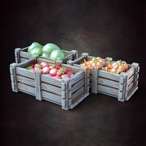 Image of Produce Boxes Tomatoes Pumpkins watermelons