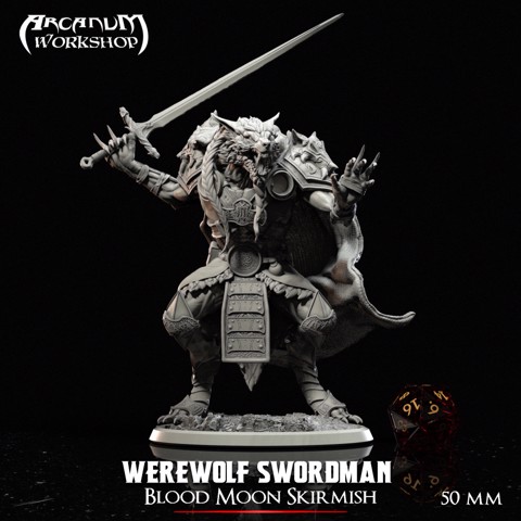 Image of Werewolf Warlord Swordman (50mm)