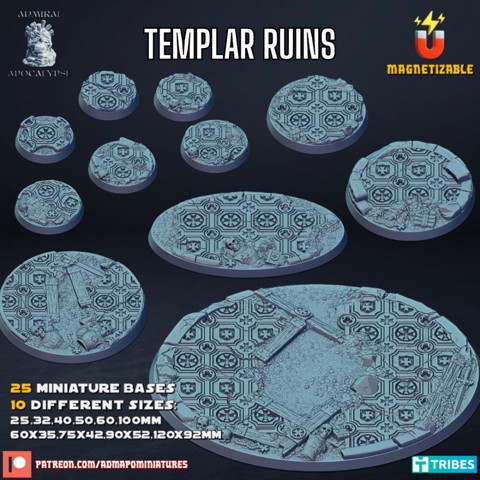 Image of Templar Ruins Bases & Toppers (pre-supported)