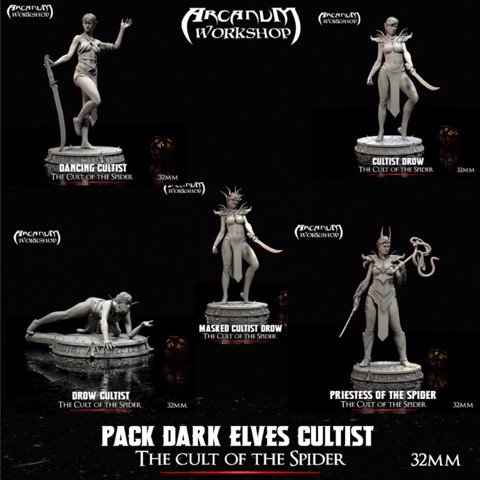 Image of Pack dark elves of the Cult of the spider  32 mm
