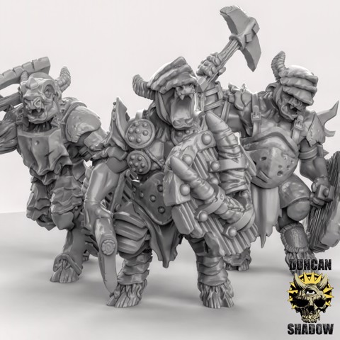 Image of Armoured Beastmen Hand weapons and Shields (Pre Supported)