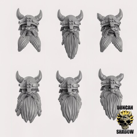 Image of Dwarf Heads, Horn Helms (Pre Supported)