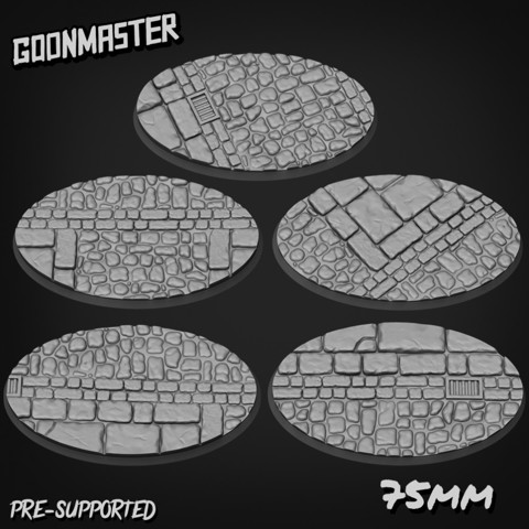 Image of Cobblestone Road Bases /Toppers 75mm x 42mm Oval x 5