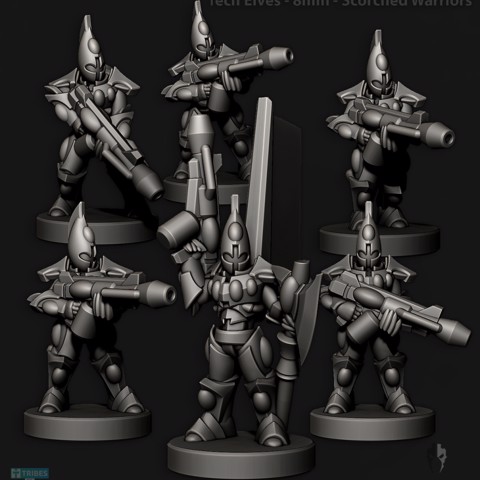 Image of Tech Elves - Scorched Warriors - 8mm