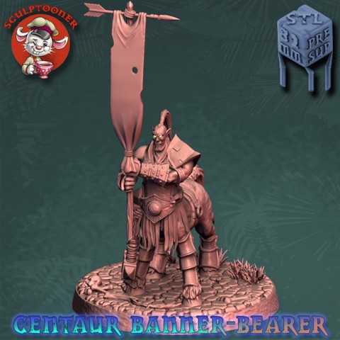 Image of Centaur bearing the banner-32mm pre-supported miniature