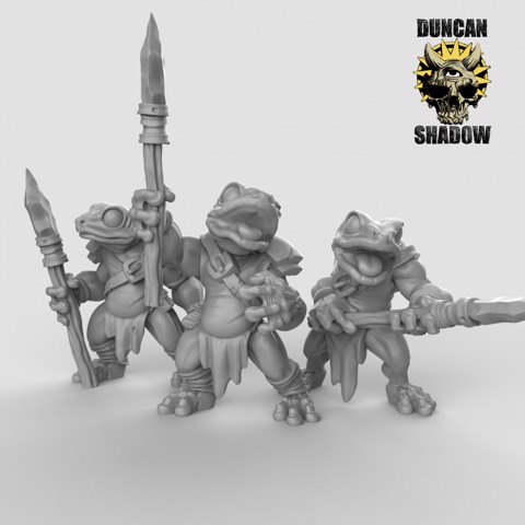 Image of Frog Folk / Boggards with spears  (pre supported)