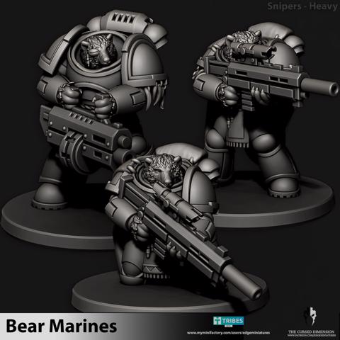 Image of Snipers and Heavy - BearMarines - 28mm