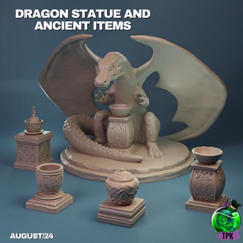 Image of Dragon Statue and Ancient Items