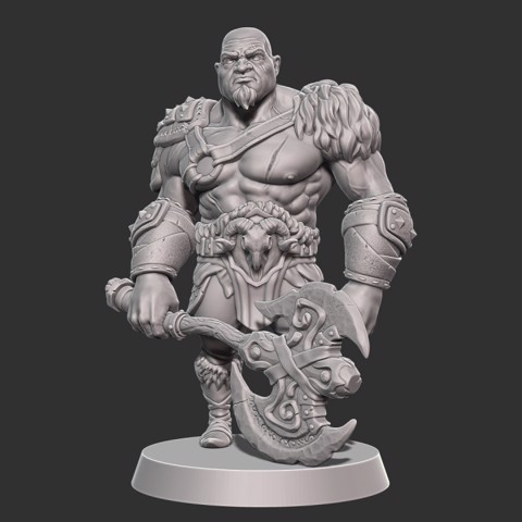 Image of Goliath Barbarian Type B (Bald) w/ Modular Hands and 4 Weapons