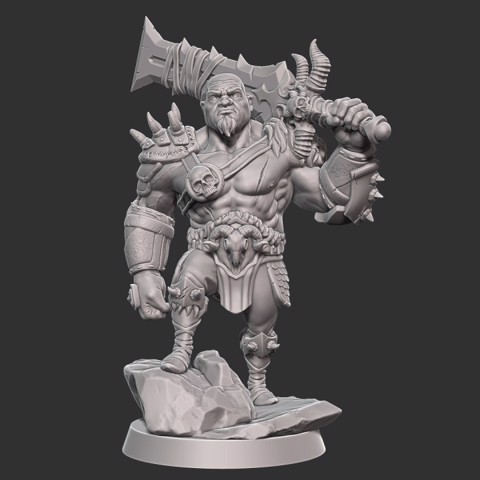 Image of Goliath Barbarian Type D (Bald) w/ Modular Hands and 4 Weapons