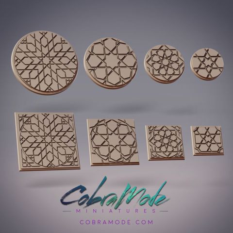 Image of Girih Tile Base Pack (8pcs) - Round and Square Versions