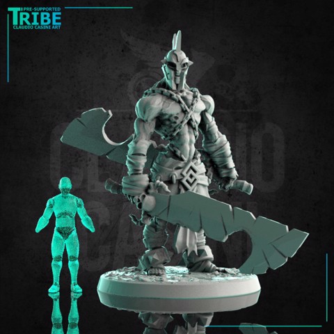 Image of (L 0029) Male giant undead guradian knight  with two big swords (Large)