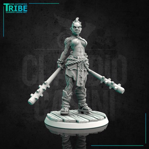 Image of (0098) Female oni with clubs