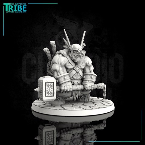 Image of (MK 0005) Male Dwarf Warrior Statue 55mm kit