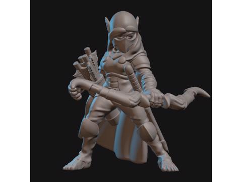 Image of Halfling Ranger Miniature (Axes and bow)