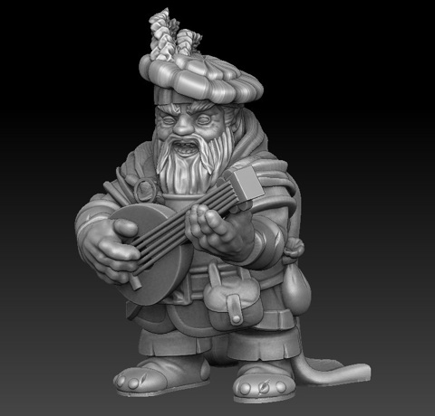 Image of Bard dwarf 3d printable miniature