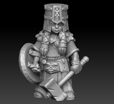Image of Female dwarf warrior 3d printable miniature