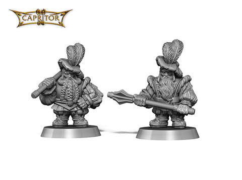 Image of Dwarf Mace - Two Men Miniatures Set (28mm - 32mm Scale)
