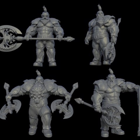 Image of Dwarven warrior pack with axe miniatures
