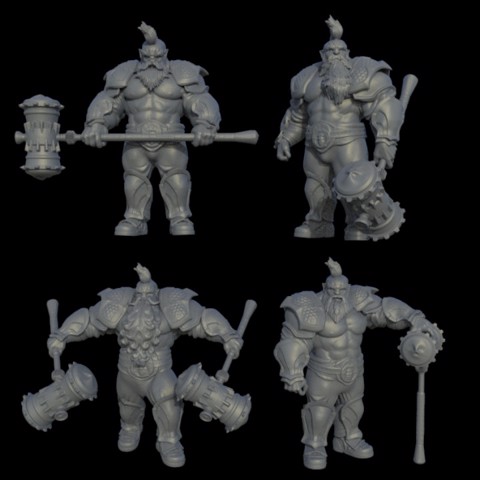 Image of Dwarven warrior pack with hammer miniatures