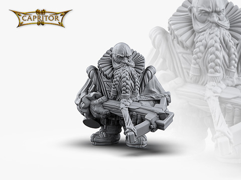 Image of Dwarf Mercenary Crossbowman Miniature (28mm Scale)