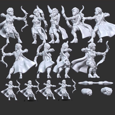 Image of Elf Ranger Type B with Modular Hands and Weapons