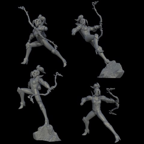 Image of Elven warrior pack with bow miniatures