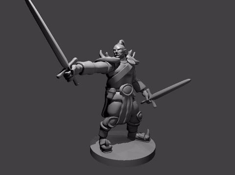 Image of Half Orc Male Barbarian two swords
