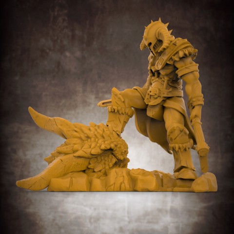 Image of Barbarian Dragon Slayer (32mm scale miniature)