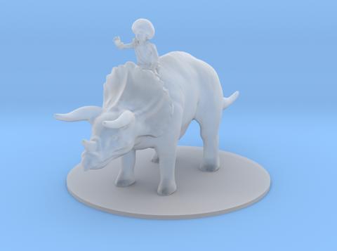 Image of Human Female Mage on her Triceratops