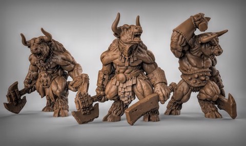 Image of Minotaur's with hand weapons