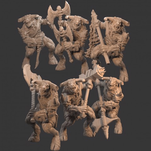 Image of Minotaur With Different Weapons