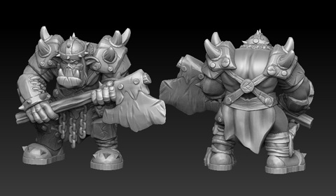 Image of Ork with big axe 3d printable miniature