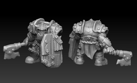 Image of Ork with sheld 3d printable miniature