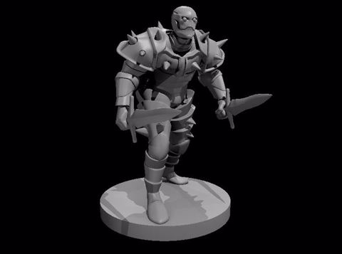 Image of Warforged Barbarian with Two Swords Spiked Armor