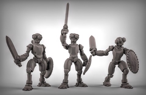 Image of Warforged with Swords and Shields