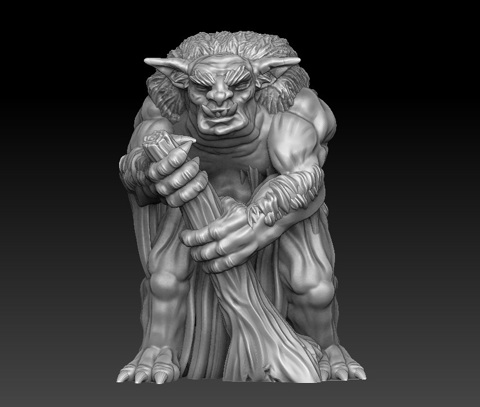 Image of Fat troll with club 3d printable miniature